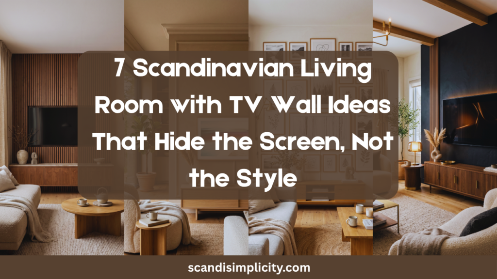 Scandinavian living room with TV wall ideas – 7 smart ways to hide the screen, keep the hygge. From floating shelves to sliding panels. Save this for your next home refresh