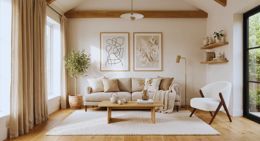 Minimalist art prints are the finishing touch every Scandinavian living room needs. Abstract line art, botanical illustrations, and black-and-white photography add personality while maintaining a calm, uncluttered aesthetic.