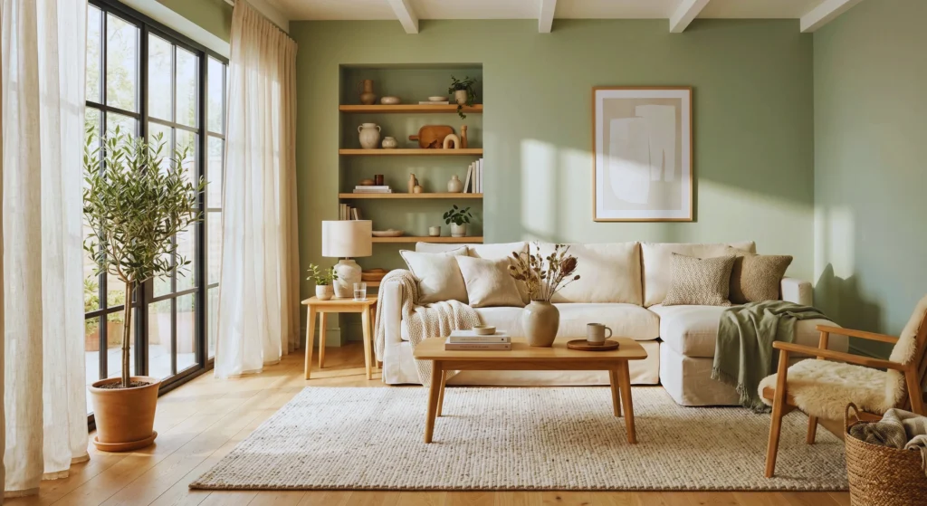 Light oak furniture with visible natural grain is a signature feature of Nordic Living Room Design Ideas That Feel Simple & Stunning (Effortless Scandinavian Style). Natural wood textures add warmth, character, and effortless beauty while keeping the space bright, airy, and minimalist.