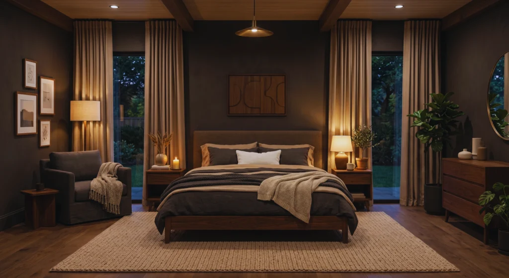 A low-profile wooden bed frame instantly creates a calm and grounded atmosphere. Inspired by Scandinavian bedroom design, this simple approach makes the room feel larger, less cluttered, and perfect for a peaceful night's sleep
