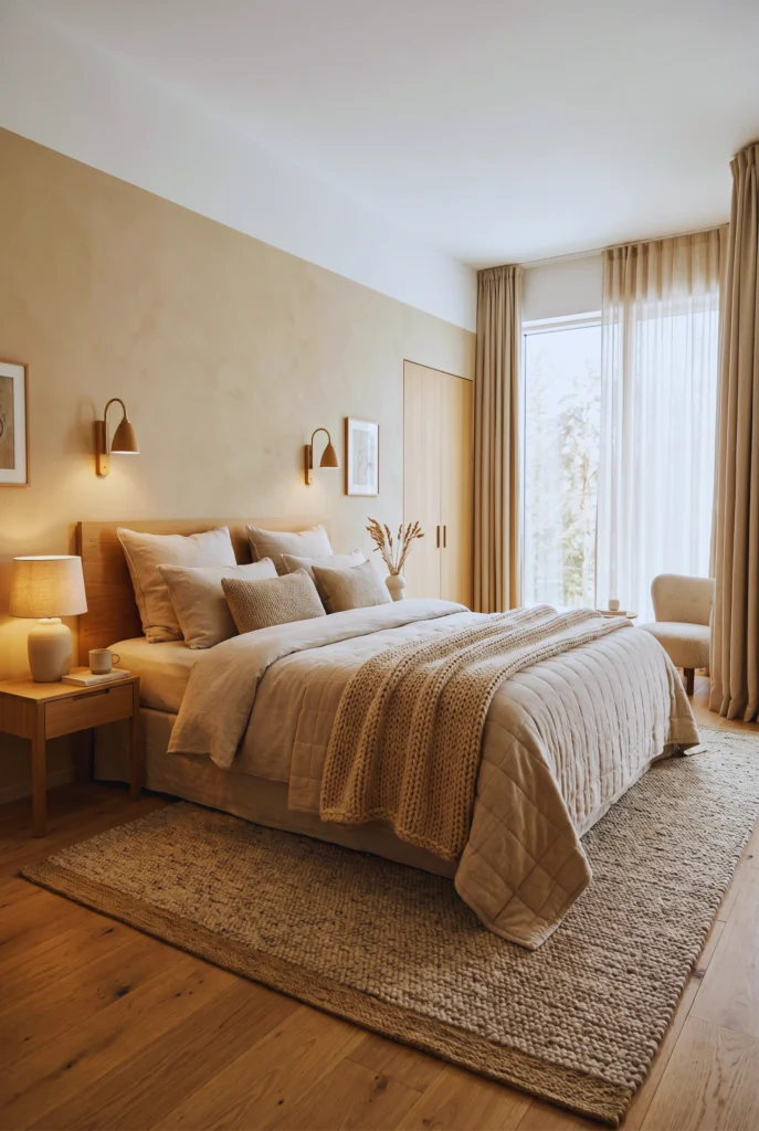 A luxury bedroom starts with the bed. Layered linen bedding, plush pillows, cozy throws, and soft neutral colors create a hotel-inspired Scandinavian retreat without the expensive price tag. Save this beautiful bedroom inspiration for your next refresh.