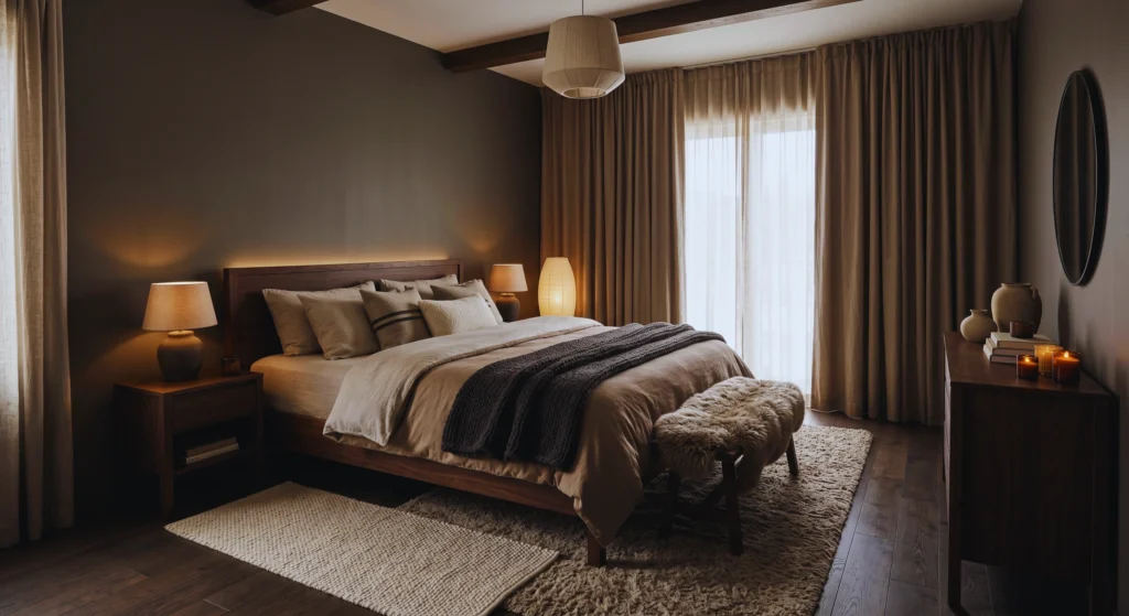 Linen bedding, chunky knit throws, wool rugs, and soft curtains create the ultimate hygge bedroom experience. Layering natural textures is one of the easiest ways to make your bedroom feel cozy, inviting, and sleep-friendly