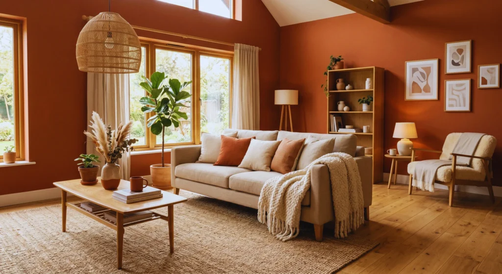 Transform your living room into a cozy retreat with chunky wool rugs, linen cushions, soft throws, and natural textures. This Scandinavian decorating idea adds warmth and comfort while creating the relaxed hygge atmosphere found in the best Nordic living room designs.