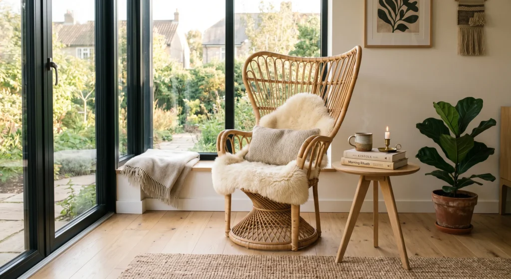 A woven rattan Peacock Chair adds texture, personality, and artistic flair to Scandinavian interiors. Whether placed in a bedroom, reading nook, or sunroom, this statement piece blends natural materials with cozy Nordic charm for a warm and inviting atmosphere