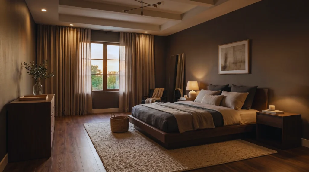 A clutter-free bedroom means a clutter-free mind. This Scandinavian bedroom embraces the 30% rule with clean surfaces, intentional decor, and plenty of breathing room. One of the most powerful ways to improve sleep and reduce stress.