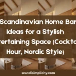 Scandinavian home bar ideas for a stylish entertaining space – 9 tips for a beautiful, functional Nordic bar. From bar carts to built-in cabinets. Save this for your hosting inspiration.