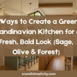 Green Scandinavian kitchen for a fresh, bold look 9 stunning ideas from sage cabinets to olive tiles. Create a Nordic kitchen with personality. Save this for your kitchen makeover.