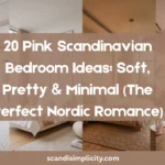 Pink Scandinavian bedroom: soft, pretty & minimal – 20 beautiful blush-toned ideas. From dusty rose walls to pink bedding and wood accents. Save this for your dream bedroom.