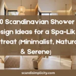 Scandinavian shower design ideas for a spa-like retreat – 10 tips for a minimalist, natural, and serene space. From walk-in showers to Japandi style, get the look. Save this for your bathroom refresh