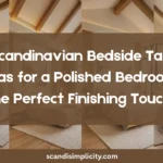 Scandinavian bedside table ideas for a polished bedroom – 10 stunning nightstand styles from floating shelves to marble tops. Create your dream Nordic bedroom. Save this for your home makeover.
