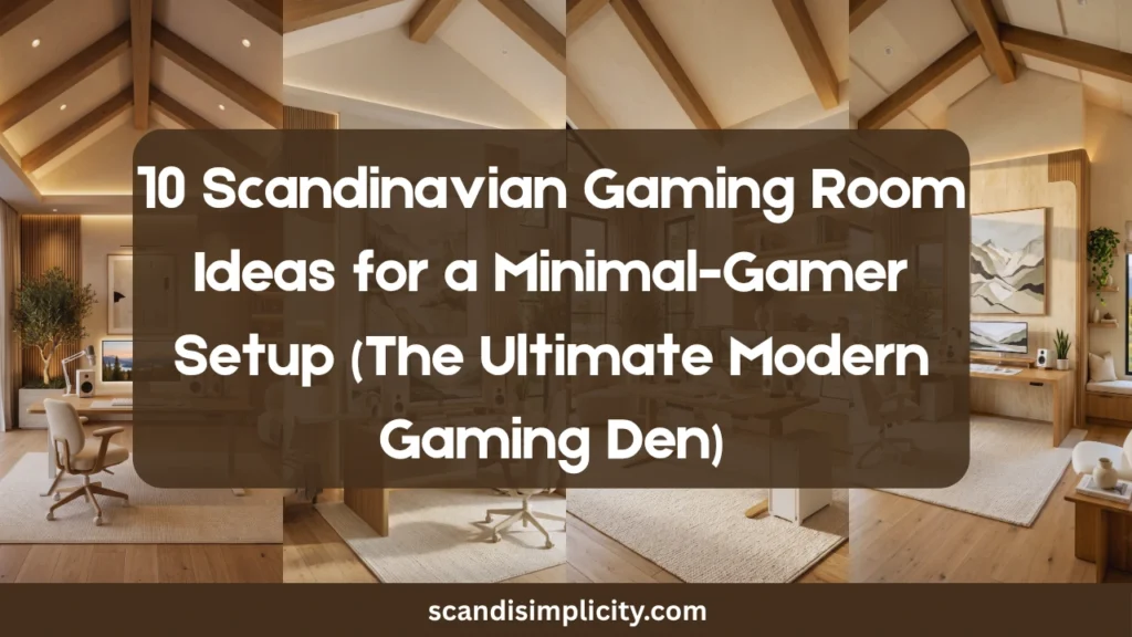 Scandinavian gaming room ideas for a minimal-gamer setup – 10 tips for a clean, focused, modern gaming den. From cable management to greenery. Save this for your gaming room makeover.