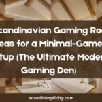 Scandinavian gaming room ideas for a minimal-gamer setup – 10 tips for a clean, focused, modern gaming den. From cable management to greenery. Save this for your gaming room makeover.