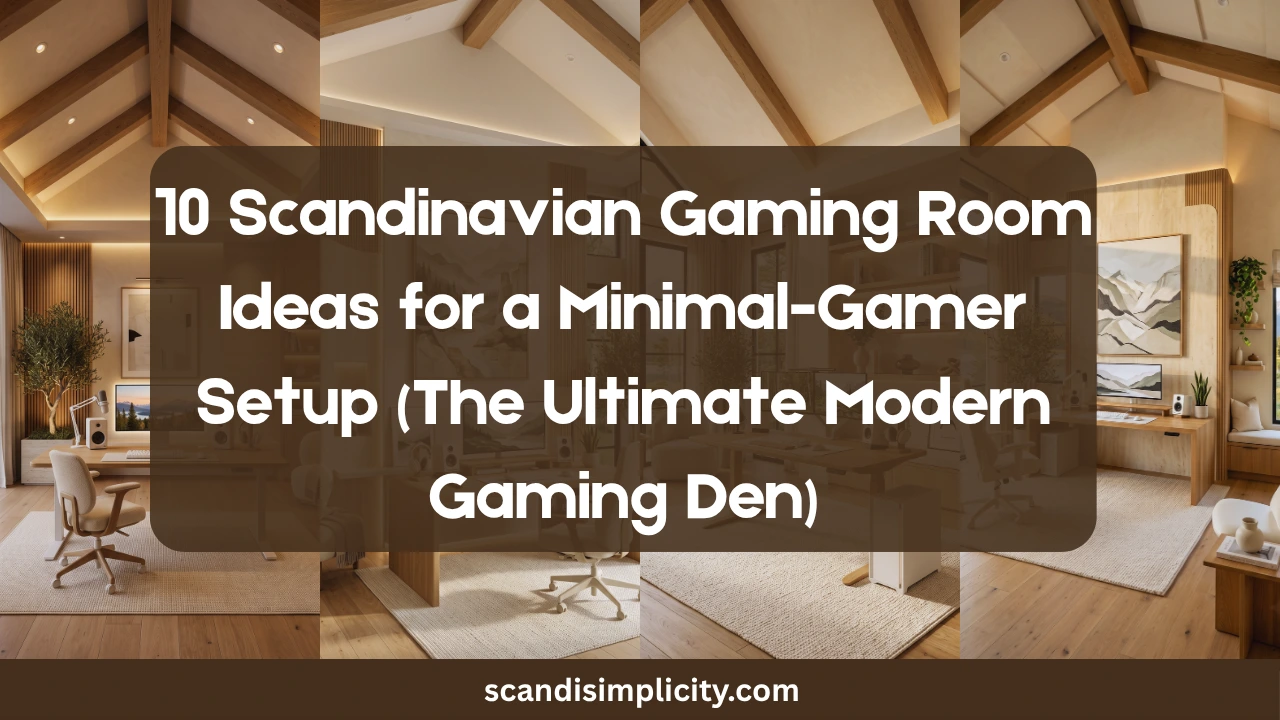 Scandinavian gaming room ideas for a minimal-gamer setup – 10 tips for a clean, focused, modern gaming den. From cable management to greenery. Save this for your gaming room makeover.